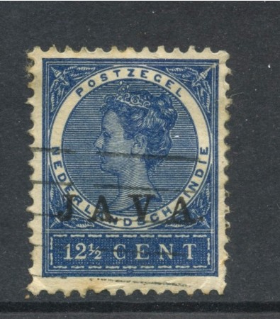 1908 - INDIE OLANDESI - 12,5c. BLU  SOPRASTAMPATO JAVA - USATO - LOTTO/28798