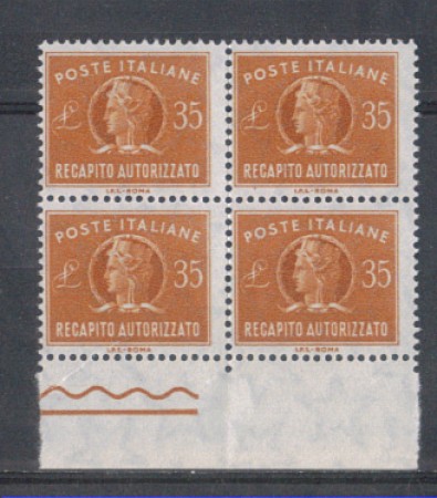 1974 - LOTTO/6620Q - REPUBBLICA - 35 L. RECAPITO AUT. - QUARTINA