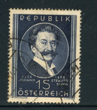 1949 - AUSTRIA - JOHANN STRAUS - USATO - LOTTO/27906