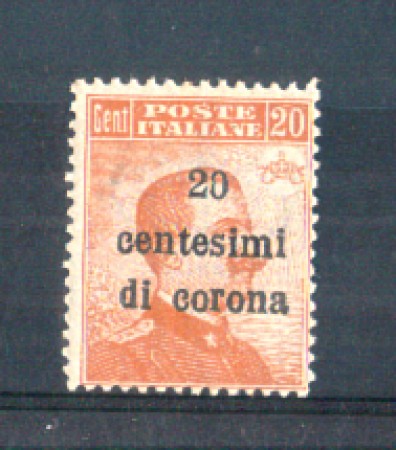 1919 - LOTTO/TT5N - TRENTO e TRIESTE - 20 CENT. SU 20 CENT.  ARANCIO NUOVO