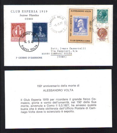 1977 - LBF/4006 - ITALIA - 150° ANNIVERSARIO DELLA MORTE DI A. VOLTA - BUSTA