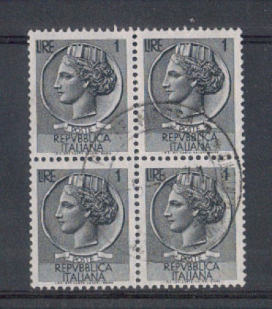 1955 - LOTTO/6262UQ - REPUBBLICA - 1 L. SIRACUSANA QUARTINA USAT