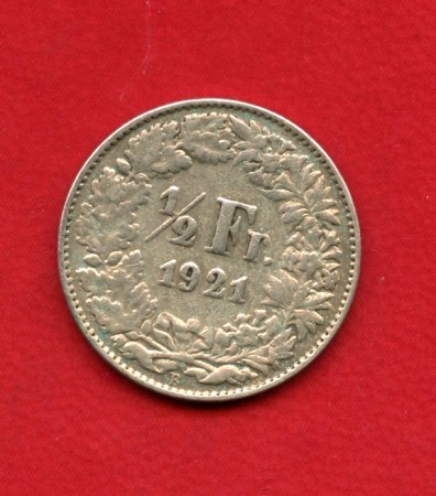 1921 - SVIZZERA - 1/2 FRANCO ARGENTO - LOTTO/M34439
