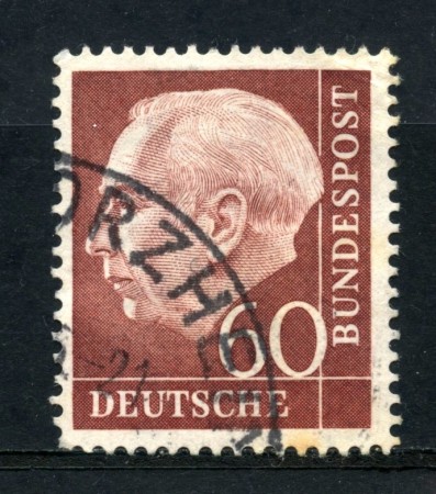 1954 - GERMANIA FEDERALE - 60 p. PRESIDENTE HEUSS - USATO - LOTTO/30787