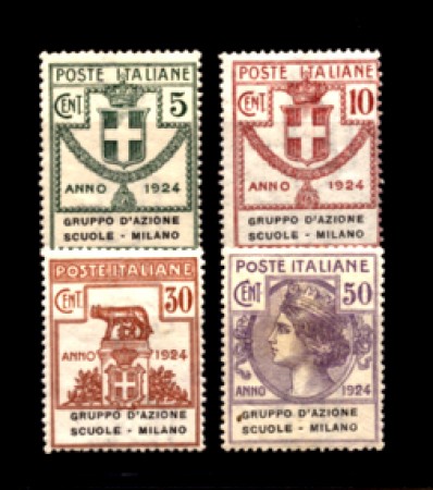 1924 - LOTTO/11418 - REGNO - GRUPPO D'AZIONE SCUOLE MILANO 4v. - LING.
