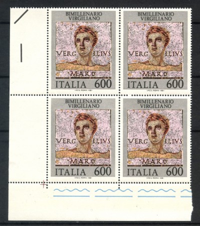 1981 - LOTTO/6750Q - REPUBBLICA - VIRGILIO - QUARTINA NUOVI