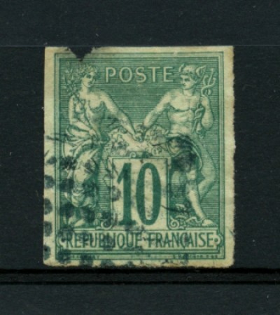 1876/81 - LOTTO/11799 - FRANCIA - 10c. VERDE SAGE NON DENTELLATO - USATO