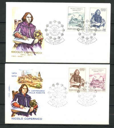 1973 - VATICANO - NICOLO' COPERNICO - 2 BUSTE FDC ROMA - LOTTO/27569