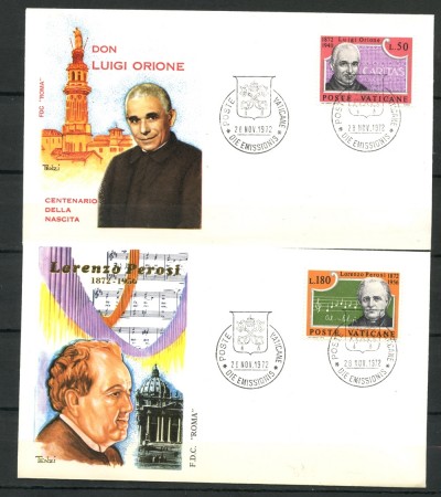 1972 - VATICANO - PEROSI E DON ORIONE - 2 BUSTE FDC ROMA - LOTTO/27594