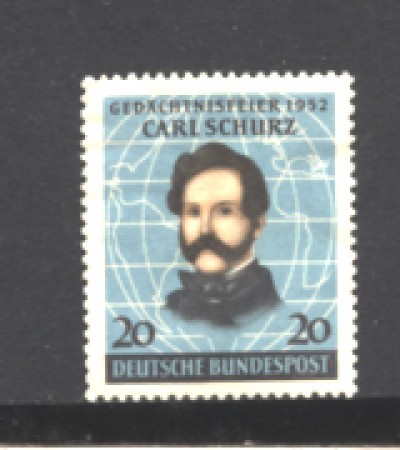 1952 - LOTTO/10496 - GERMANIA FEDERALE - 20p. CARL SCHURZ - NUOVO
