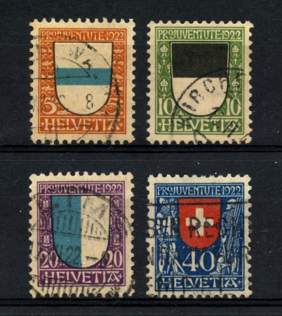 1922 - LOTTO/22255 - SVIZZERA - PRO JUVENTUTE 4v. - USATI
