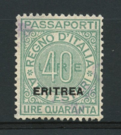 1930 - LOTTO/12028 - ERITREA - 40 LIRE MARCA PASSAPORTI -  SG.