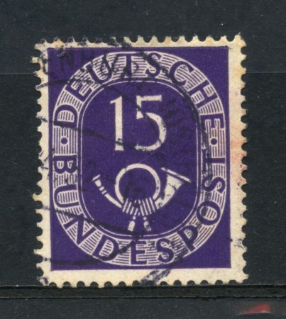 1951 - GERMANIA - 15p.VIOLETTO CORNO DI POSTA - USATO - LOTTO/30767