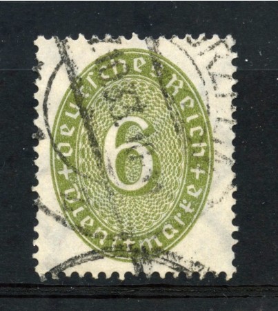 1929/33 - GERMANIA REICH SERVIZI - 6p. VERDE OLIVA CIFRA IN OVALE - USATO - LOTTO/29281