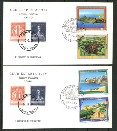 1990 - REPUBBLICA - LOTTO/39073 - TURISTICA 4v. - 2 BUSTE FDC