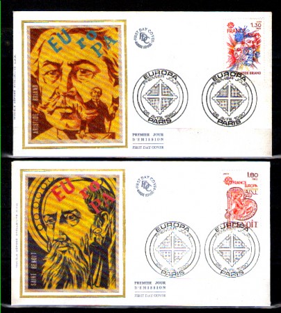 1980 - LOTTO/10921 - FRANCIA - EUROPA PERSONAGGI - 2 BUSTE FDC
