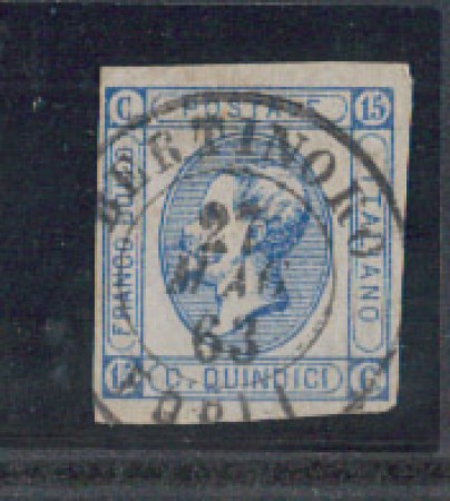 1863 - LOTTO/REG12CU - REGNO - 15c. AZZURRO I° TIPO - BERTINORO