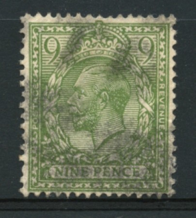 1912/22 - LOTTO/3856 - GRAN BRETAGNA - 9p. VERDE OLIVA - USATO