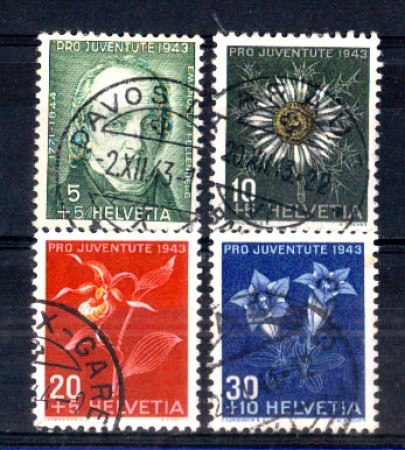 1943 - LOTTO/SVI391CPU - SVIZZERA - PRO JUVENTUTE 4v. - USATI