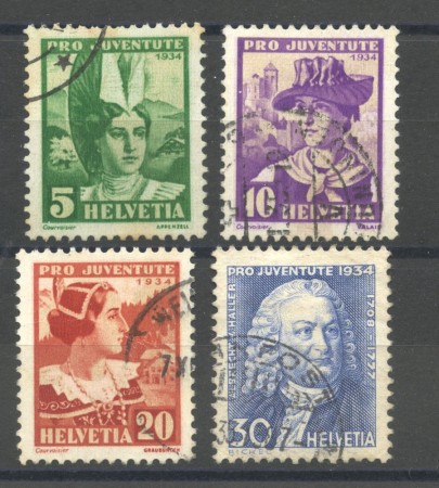 1934 - LOTTO/39353 - SVIZZERA - PRO JUVENTUTE 4v. - USATI