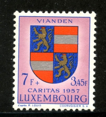 1957 - LUSSEMBURGO - 7+3,45 Fr. CARITAS - LINGUELLATO - LOTTO/29932