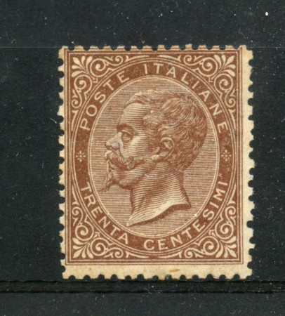 1865 - REGNO - LOTTO/42662 - 30 CENT. BRUNO  EFFIGIE TIRATURA DI TORINO - LINGUELLATO