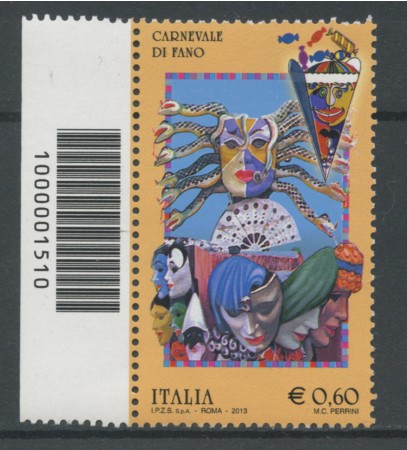 2013 - LOTTO/15465CB - CARNEVALE DI FANO - CODICE A BARRE