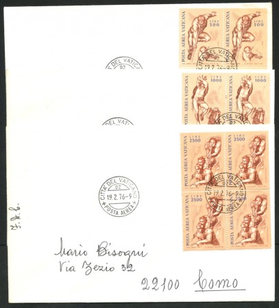 1976 - LOTTO/16525 - VATICANO - POSTA AEREA  QUARTINE - 3 BUSTE FDC