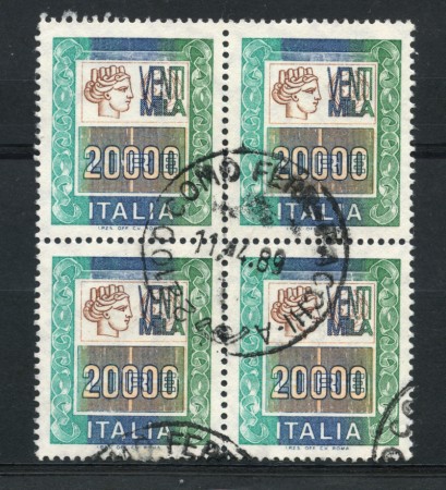 1987 - LOTTO/6867QC - REPUBBLICA - 20.000 LIRE - QUARTINA USATA