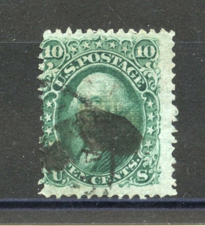 1867 - STATI UNITI - LOTTO/40818 - 10 Cent. VERDE  CON GRIGLIA G.WASHINGTON - USATO