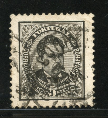 1882/87 - LOTTO/13943 - PORTOGALLO - 5r. NERO GRIGIO - USATO