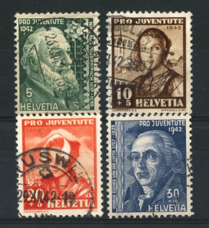 1942 - LOTTO/15249 - SVIZZERA - PRO JUVENTUTE 4v. - USATI