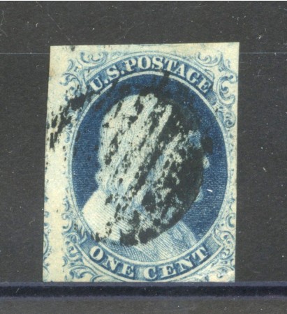 1851/56 - STATI UNITI - LOTTO/40796 - 1 Cent. AZZURRO SCURO B.FRANKLIN - USATO