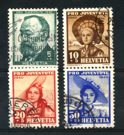 1940 - SVIZZERA - PRO JUVENTUTE 4v. - USATI - LOTTO/15247