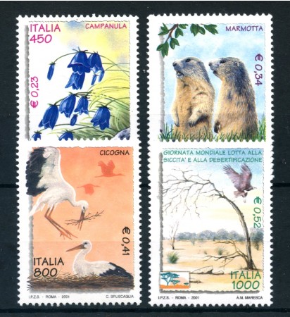 2001 - REPUBBLICA - AMBIENTE E NATURA 4v. - NUOVI - LOTTO/25659