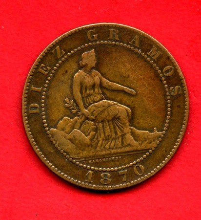 1870 - SPAGNA - LOTTO/47661 - 10 CENTIMOS RAME