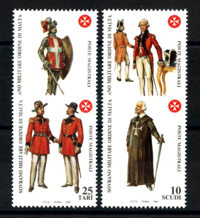 1993 - SOVRANO MILITARE DI MALTA - LOTTO/39251 - ANTICHE UNIFORMI 4v. - NUOVI