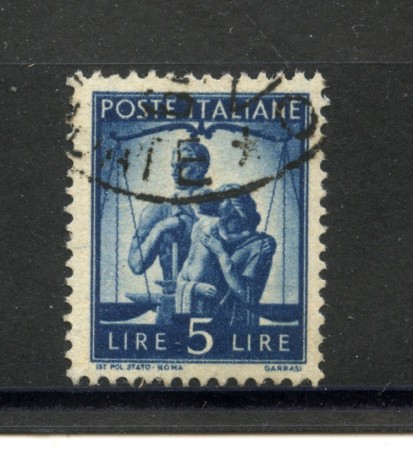 1945 - REPUBBLICA - LOTTO/41712 - 5 LIRE DEMOCRATICA FILIGRANA CS - USATO