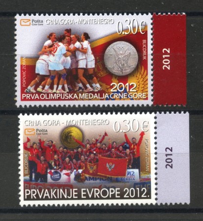 2012 - MONTENEGRO REPUBBLICA - MEDAGLIE DELLA SQUADRA DI PALLAMANO 2v. - NUOVI - LOTTO/34932
