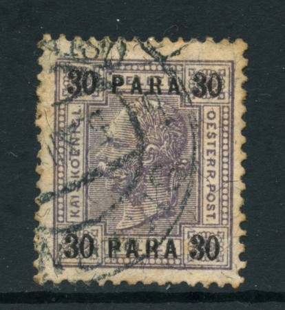 1907/08 - AUSTRIA LEVANTE - 30  pa. VIOLETTO - USATO - LOTTO/26778