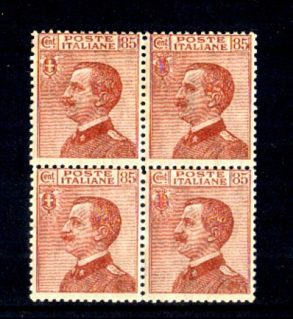 1920 - LOTTO/REG112NQ - REGNO - 85 CENT. BRUNO ROSSO - QUARTINA NUOVA