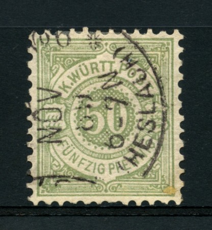 WURTTEMBERG - 1875 - LOTTO/13897 -  50p. VERDE GRIGIO  - USATO
