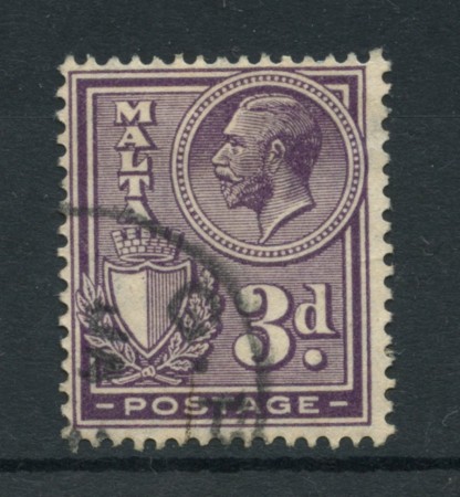 1926/27 - LOTTO/14470 - MALTA - 3p. VIOLETTO RE GIORGIO - USATO