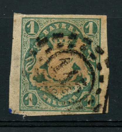 BAVIERA - 1867/68 - LOTTO/14613 - 1 k. VERDE - USATO