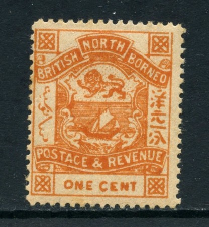 1889/92 - NORD BORNEO - 1 CENT. ARANCIO - LINGUELLATO - LOTTO/26965