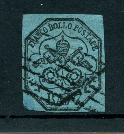 STATO PONTIFICIO - 1852 - LOTTO/23437 - 7 BAJ  NERO SU AZZURRO - USATO