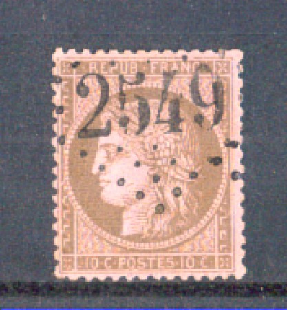 1871/75 - LOTTO/9922 - FRANCIA - 10c. BRUNO SU ROSA - USATO