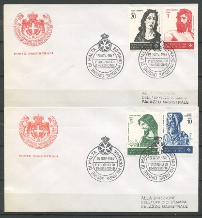 1967 - SOVRANO MILITARE DI MALTA - S. GIOVANNI BATTISTA 4v. SU 2 BUSTE FDC - LOTTO/30391