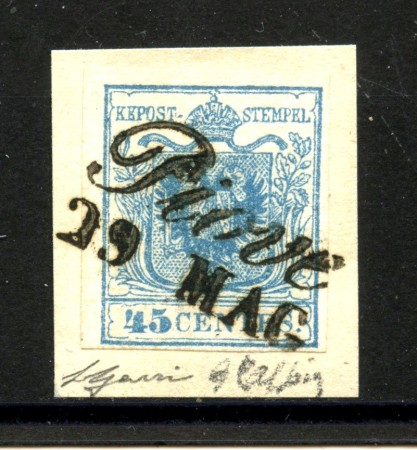 1851/52 - LOMBARDO VENETO - LOTTO/40511 - 45 Centesimi  AZZURRO CHIARO - USATO  PIOVE
