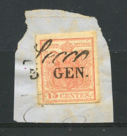 1850 - LOMBARDO VENETO - LOTTO/31641- 15 cent. SU FRAMMENTO - ANNULLO LECCO - 
